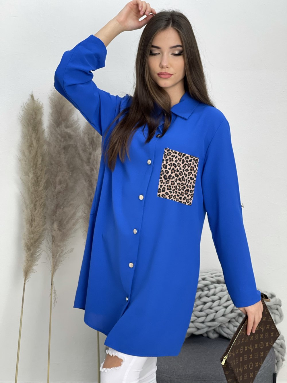 Košile dlouhá leopardí kapsa 8905/22166