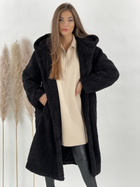 Kabát s kapucňou čierny 8366