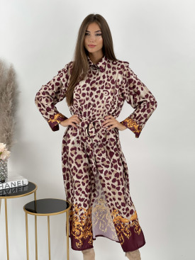 Šaty leopardie na gombíky ELSA 8043