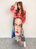 Šaty dlhé voľné Frida s náušnicami 2668