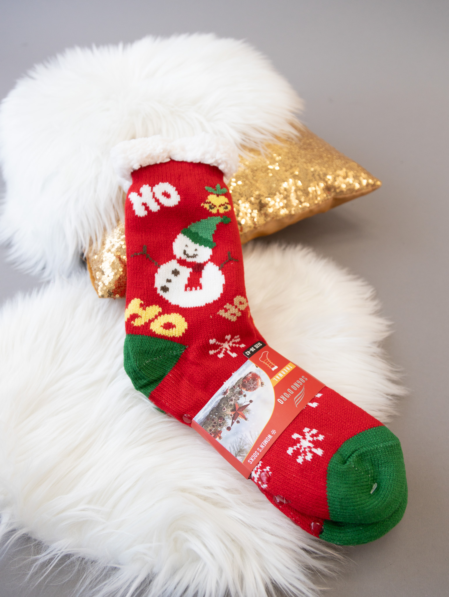 Ponožky s kožíškem vánoční motiv