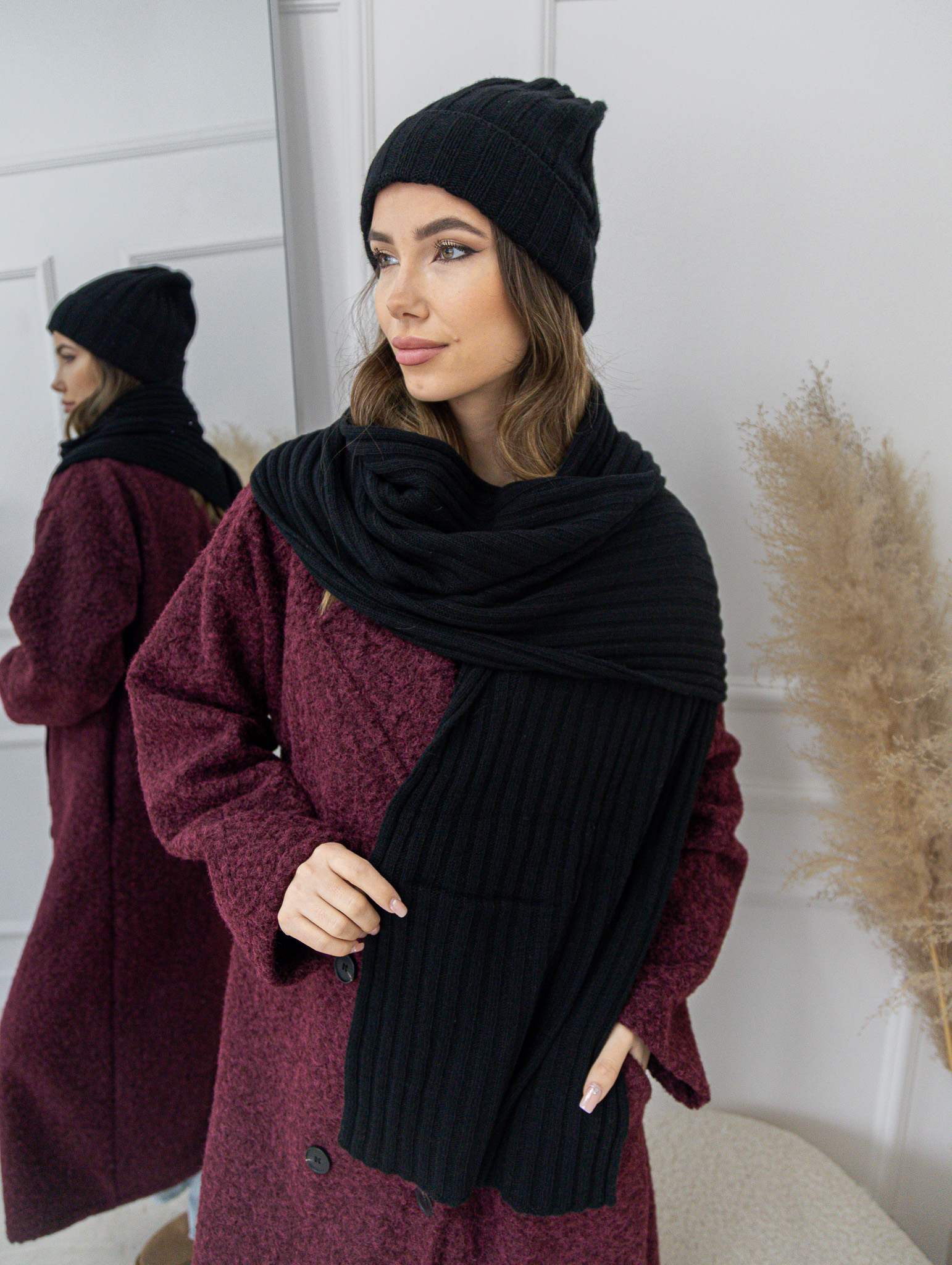 Čepice kašmírová se šálou