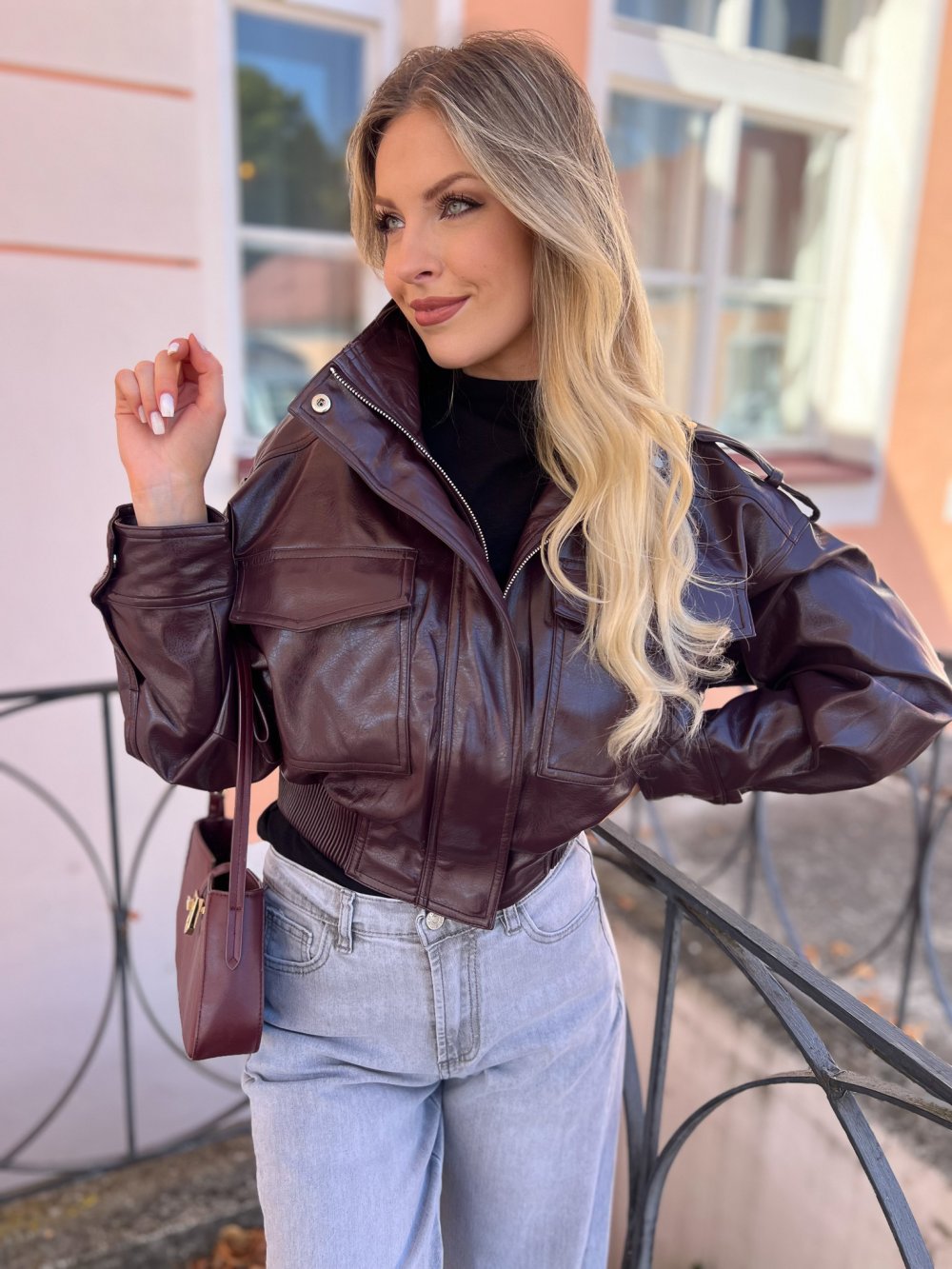 Bunda koženková lesklá 80791